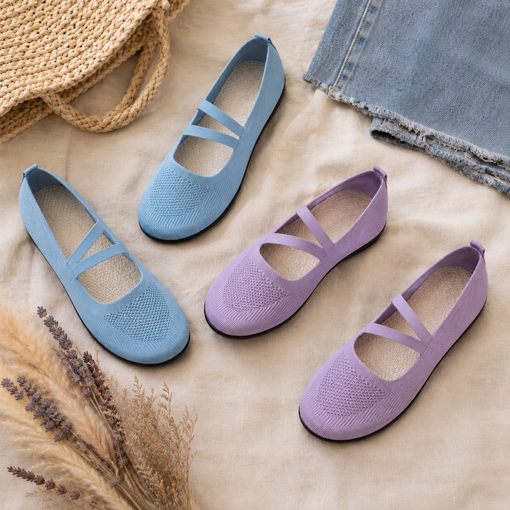 Soffea – Ballerine in Maglia Mary Jane con Cinghie Elastiche per Donne, Slip On Scarpe da Ballo Traspiranti