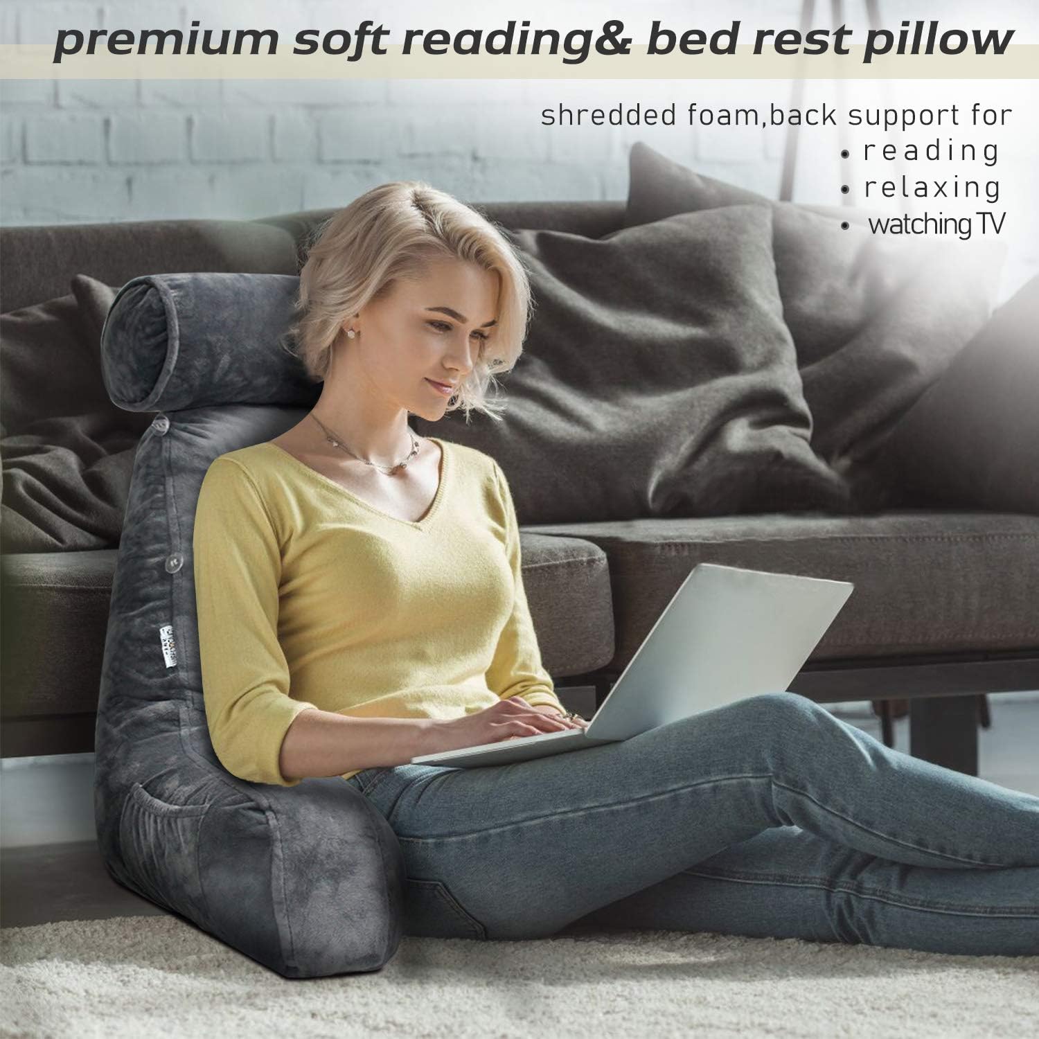 Cuscino da Letto per Lettura con Braccia