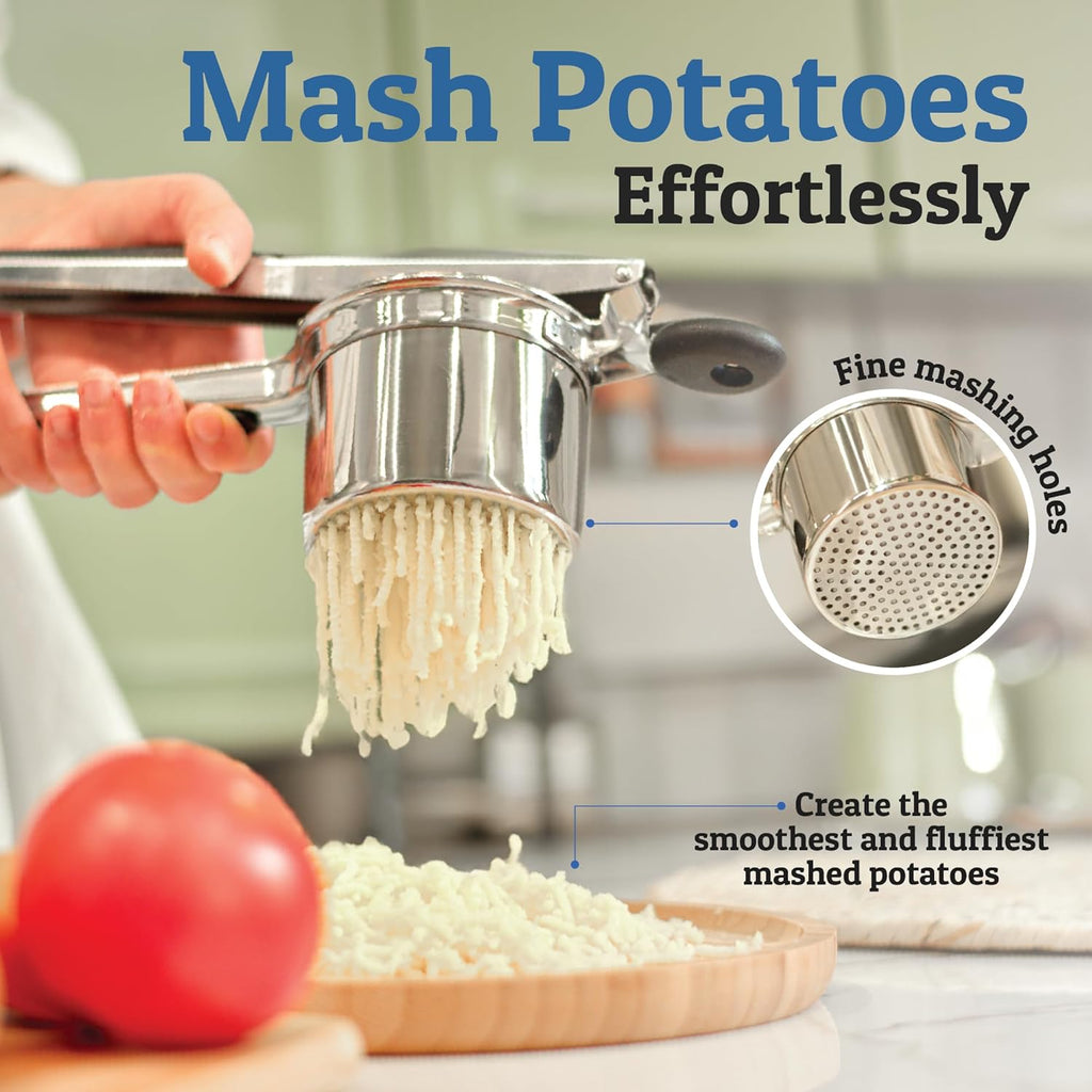 PureMasher Pro Pressa per Patate in Acciaio Inossidabile 15oz | Capacità Extra Grande | Per Purè, Verdure e Frutta | Senza Grumi e Robusta