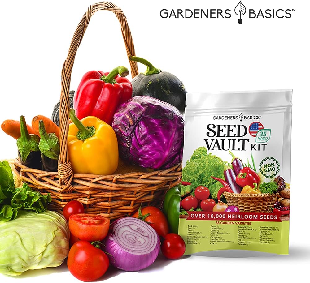 Kit di Vault di Semi da 35 Varietà – Semi Heirloom Non-OGM per Giardinaggio Domestico e Preparazione Emergente