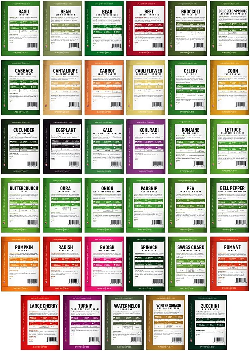 Kit di Vault di Semi da 35 Varietà – Semi Heirloom Non-OGM per Giardinaggio Domestico e Preparazione Emergente