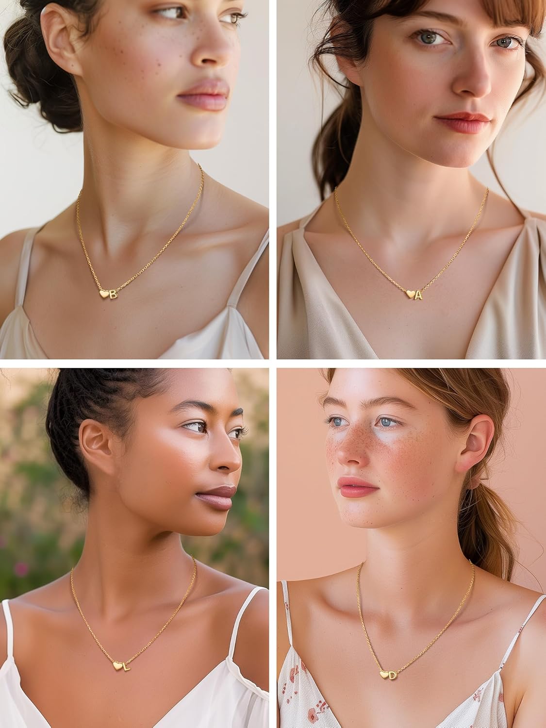 Collana con Iniziale a Forma di Cuore