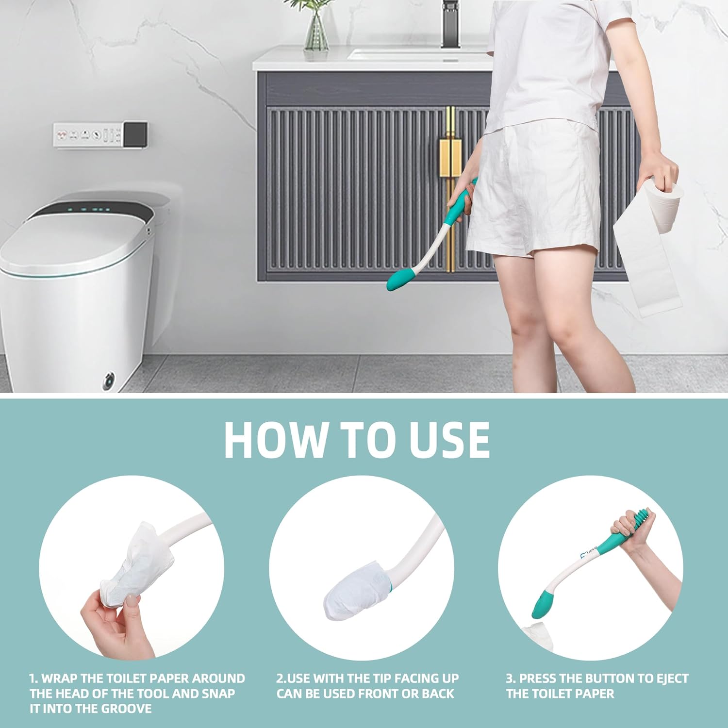 2 pezzi di aiuto per il bagno per pulire, strumenti per wiper comfort a lungo raggio