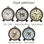 ELEGANTIME - Orologio da Comodino Vintage in Metallo Europeo con Allerta Silenziosa e Grande Display Analogico