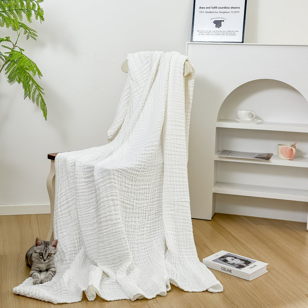 CLOUDNEST – Coperta in Garza di Cotone Ultra-Traspirante a 6 Strati per Comfort Tutto l'Anno