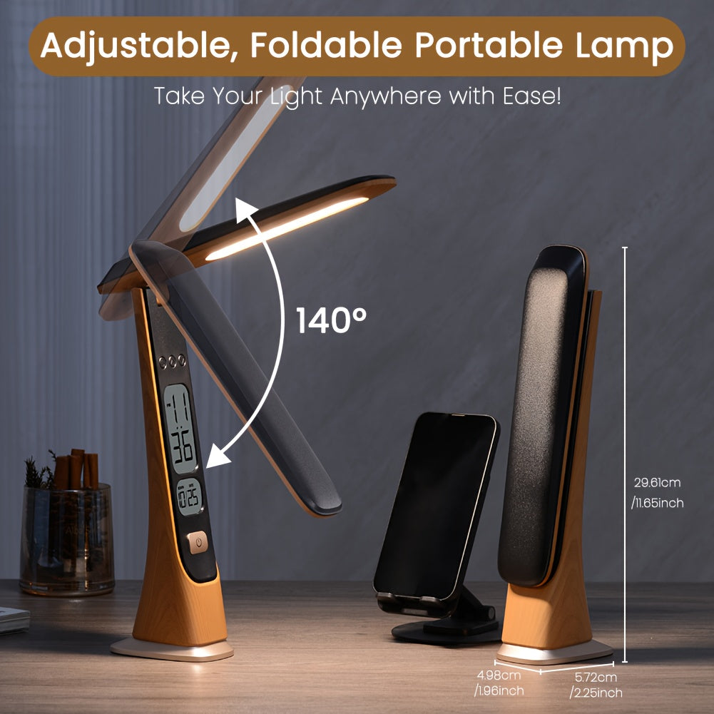 FLEXILUX – Lampada da Scrivania LED Portatile Pieghevole con Display dell'Ora