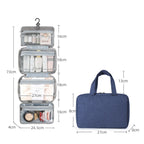 Travelique Organizer da Viaggio per Cosmetici | Compatto e Resistente all'Acqua | Con 4 Scomparti e Gancio a 360° | Per Donne e Uomini