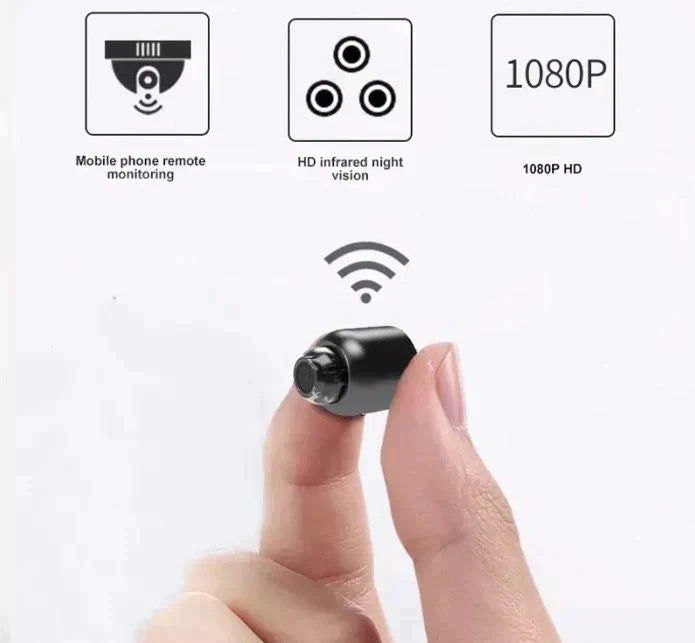 Piccola Telecamera di Sicurezza WiFi con Visione Notturna Wireless HD per Bambini e Animali Domestici