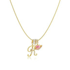LUMARA – Collana con Iniziale a 3 Strati con Zircone a Forma di Cuore Rosa