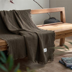 OLIVEBREEZE – Coperta Leggera in Garza di Cotone a 4 Strati con Frange Eleganti