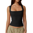 Top senza maniche con scollatura quadrata da donna – Morbido, elastico e chic