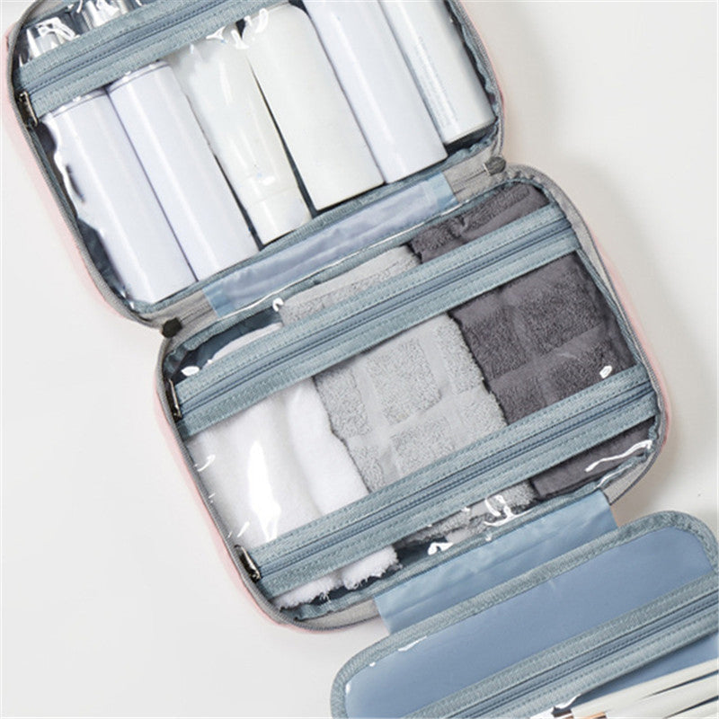 Travelique Organizer da Viaggio per Cosmetici | Compatto e Resistente all'Acqua | Con 4 Scomparti e Gancio a 360° | Per Donne e Uomini