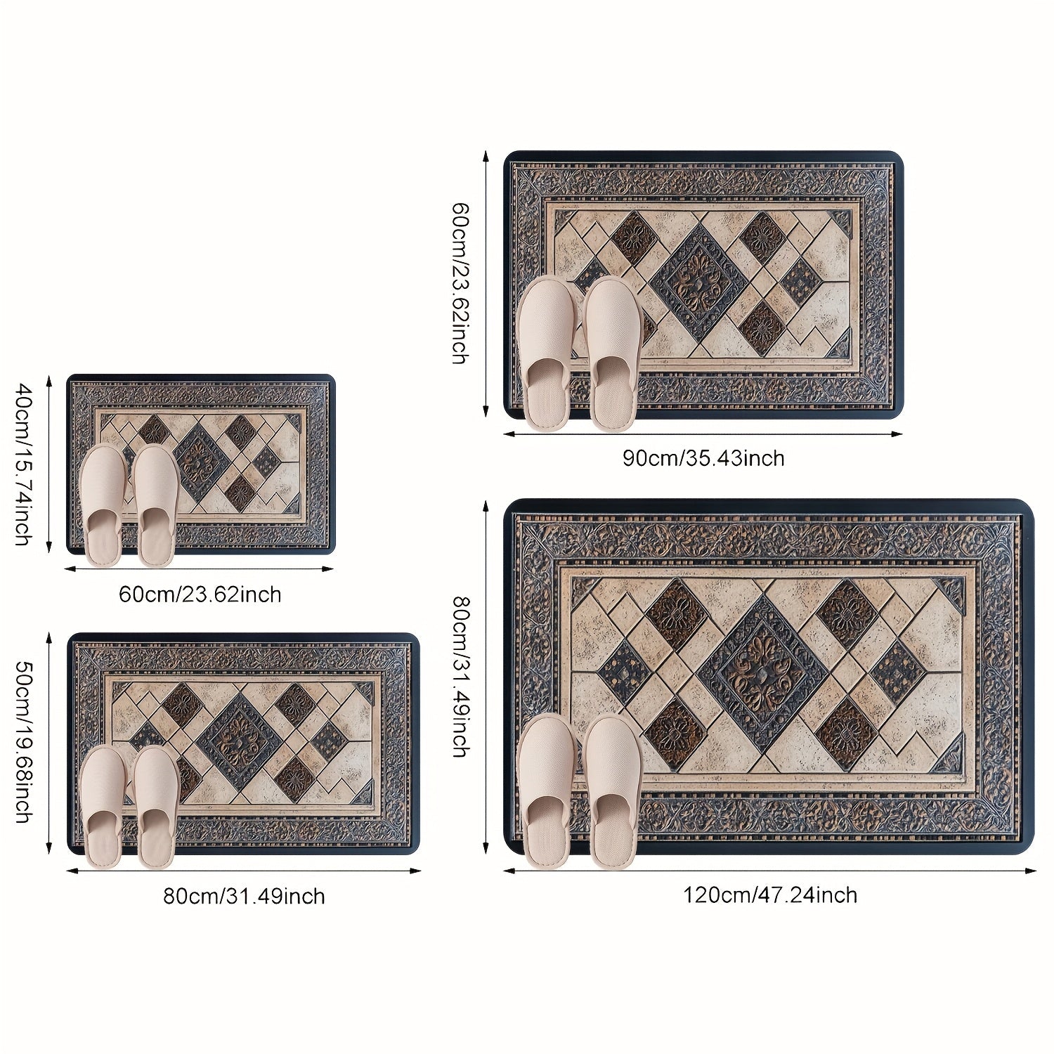 STYLEHAVEN - Tappeto d'ingresso con bordo geometrico lavabile in lavatrice
