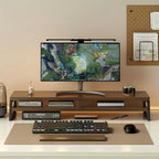 MODERNLIFT - Supporto per Monitor in Legno Salvaspazio con Ripostiglio, Struttura in Metallo Resistente