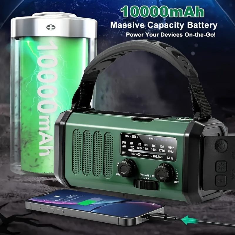 StormMate X10 Radio di emergenza con power bank da 10.000 mAh | Solare, manovella & USB-C | Luce LED, allerta SOS & bussola | AM/FM/NOAA