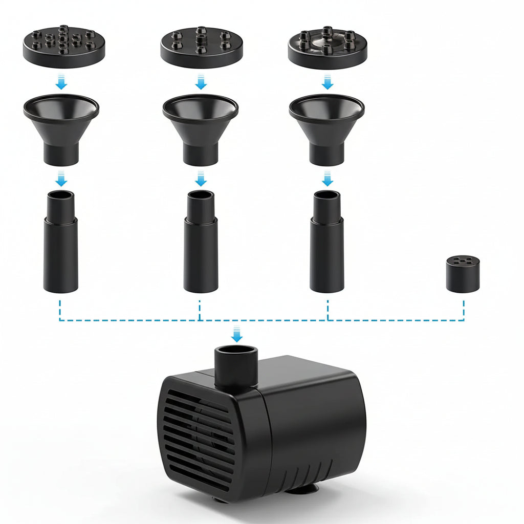 SOLARISWAVE - Kit di Pompa per Fontana Solare da 9W con Ugelli per Spruzzi e Tubo per Acqua per Laghetto da Giardino