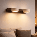 STONELINE - Lampada da parete LED per interni progettata con travertino naturale e legno per un'illuminazione architettonica calda