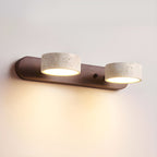 STONELINE - Lampada da parete LED per interni progettata con travertino naturale e legno per un'illuminazione architettonica calda