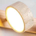 STONELINE - Lampada da parete LED per interni progettata con travertino naturale e legno per un'illuminazione architettonica calda