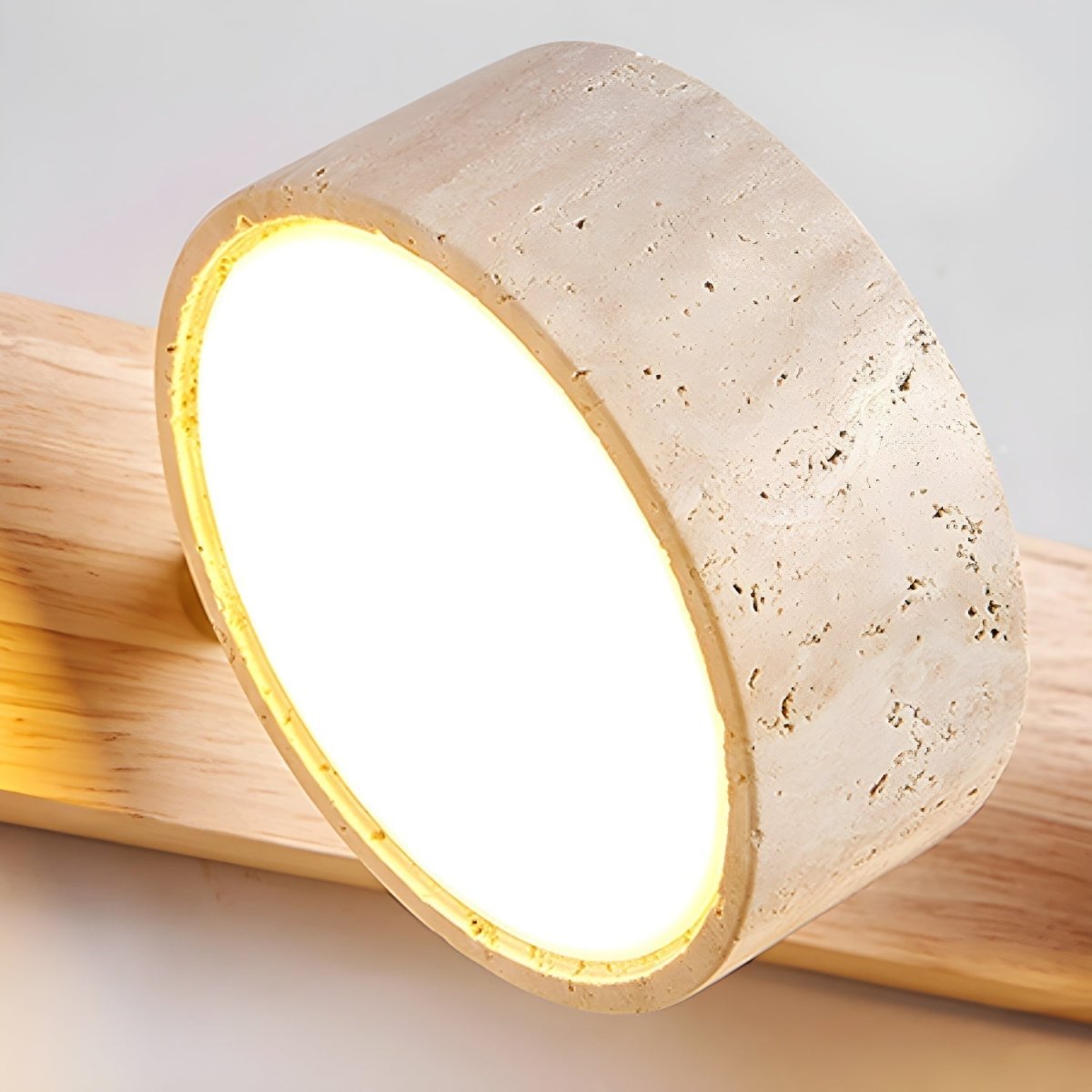 STONELINE - Lampada da parete LED per interni progettata con travertino naturale e legno per un'illuminazione architettonica calda