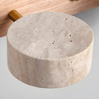 STONELINE - Lampada da parete LED per interni progettata con travertino naturale e legno per un'illuminazione architettonica calda