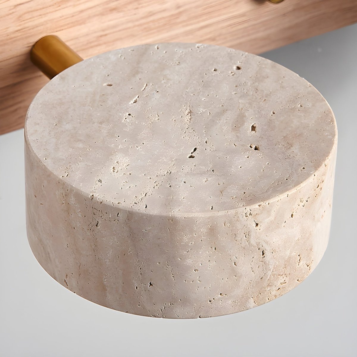 STONELINE - Lampada da parete LED per interni progettata con travertino naturale e legno per un'illuminazione architettonica calda