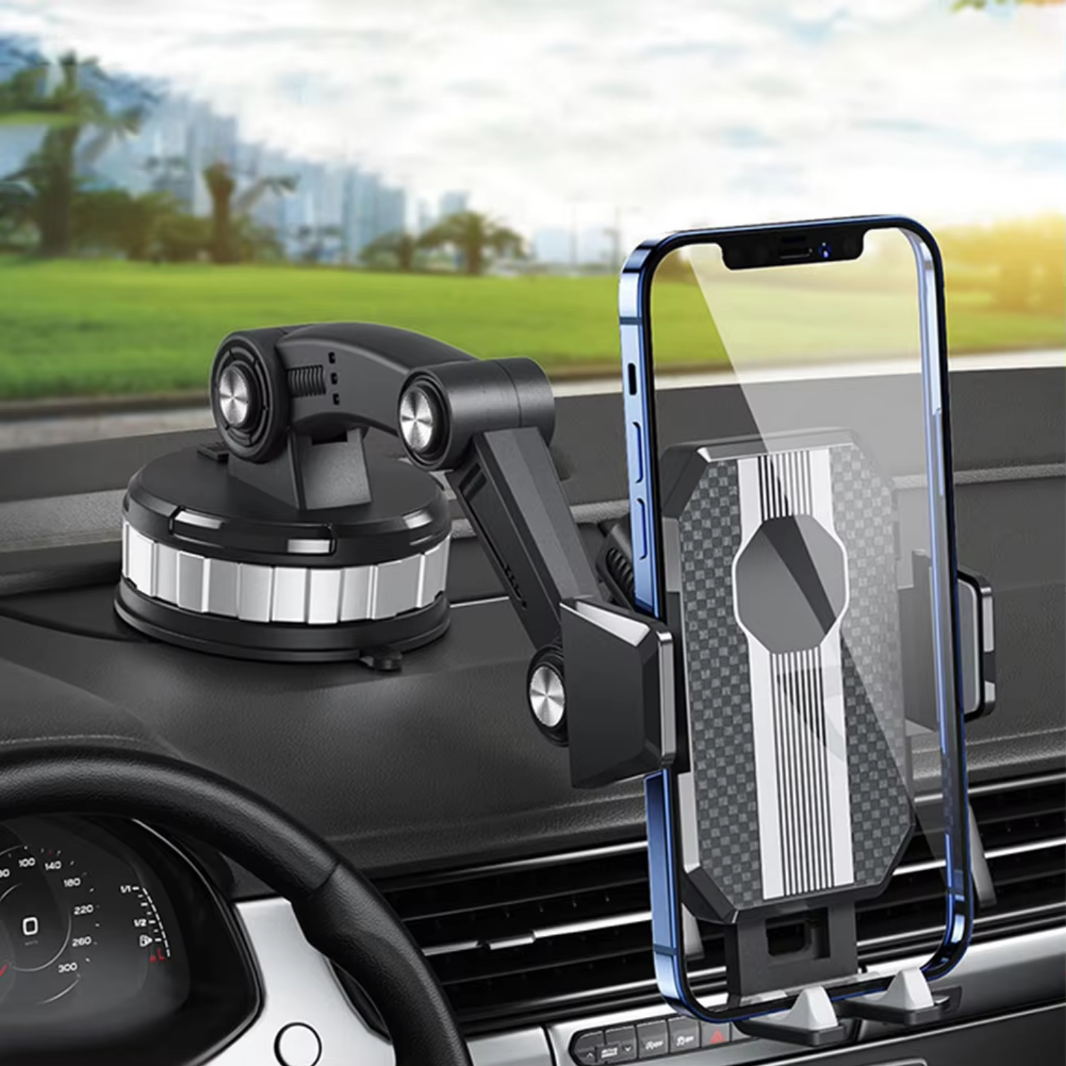 Supporto per Smartphone FlexMount Auto | Ventosa Potente | Ruotabile a 360° | Uso con una mano