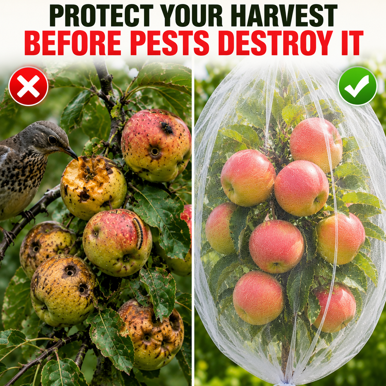 CROPSHIELD – Sacche di rete per alberi da frutto con cordino