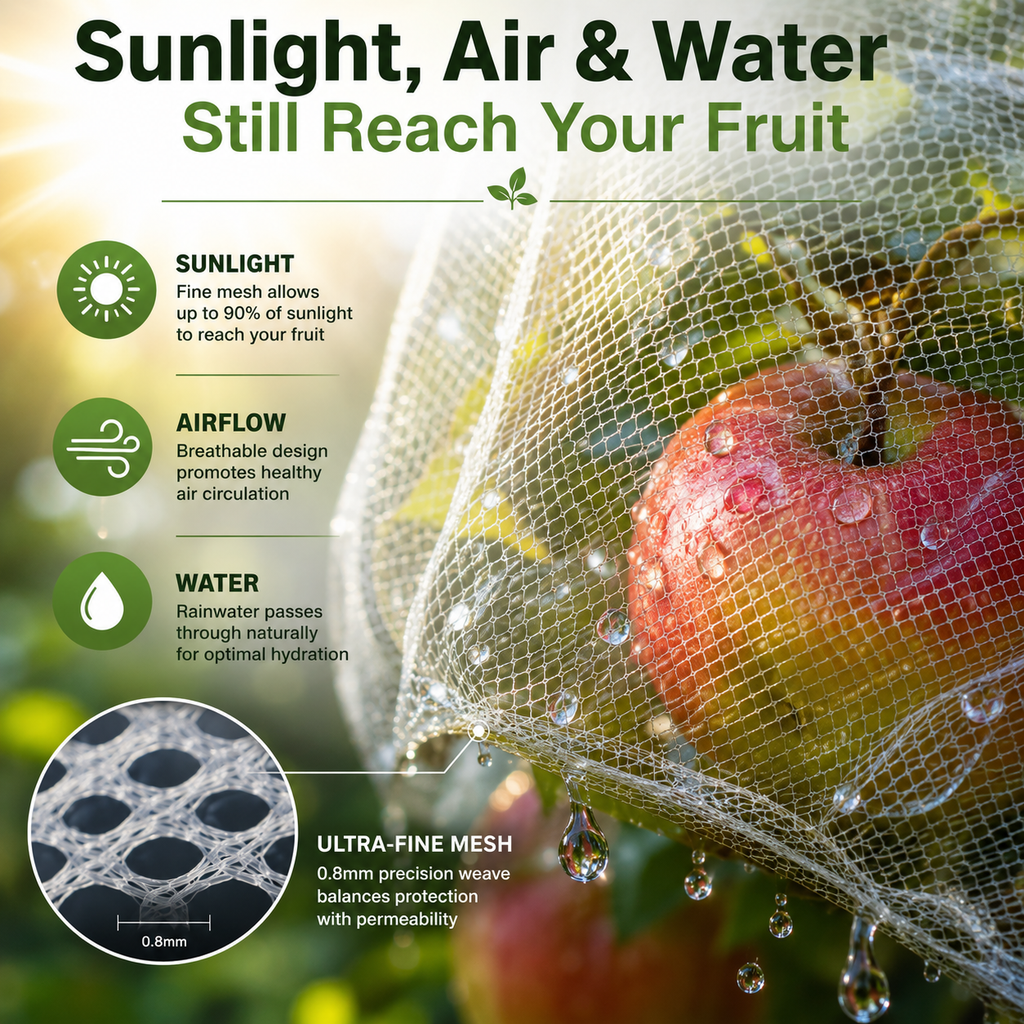 CROPSHIELD – Sacche di rete per alberi da frutto con cordino