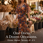 Elowen – Abito midi arricciato da donna in acquerello