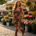 Elowen – Abito midi arricciato da donna in acquerello
