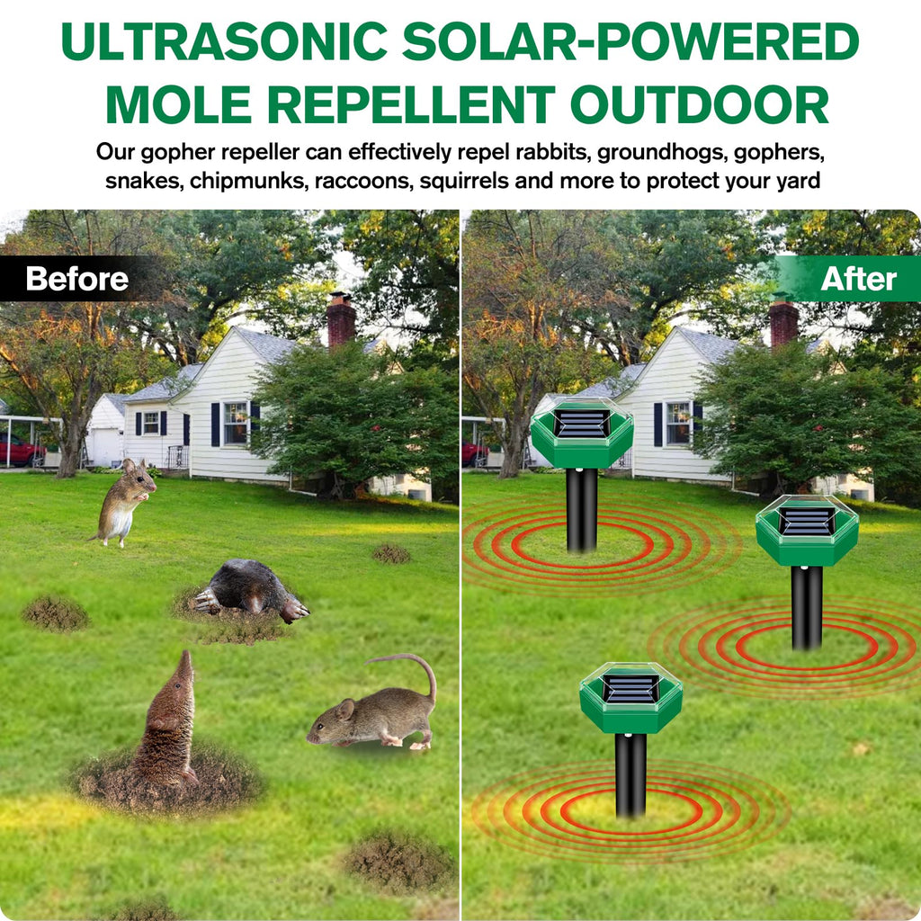 Repellente Ultrasuoni per Talpe 4-Pezzi