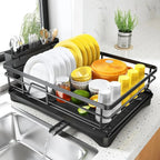 KITCHENDRY - Grandi stendibiancheria per piatti con vassoio di raccolta integrato progettato per un'asciugatura efficiente, protezione del piano di lavoro e organizzazione della cucina