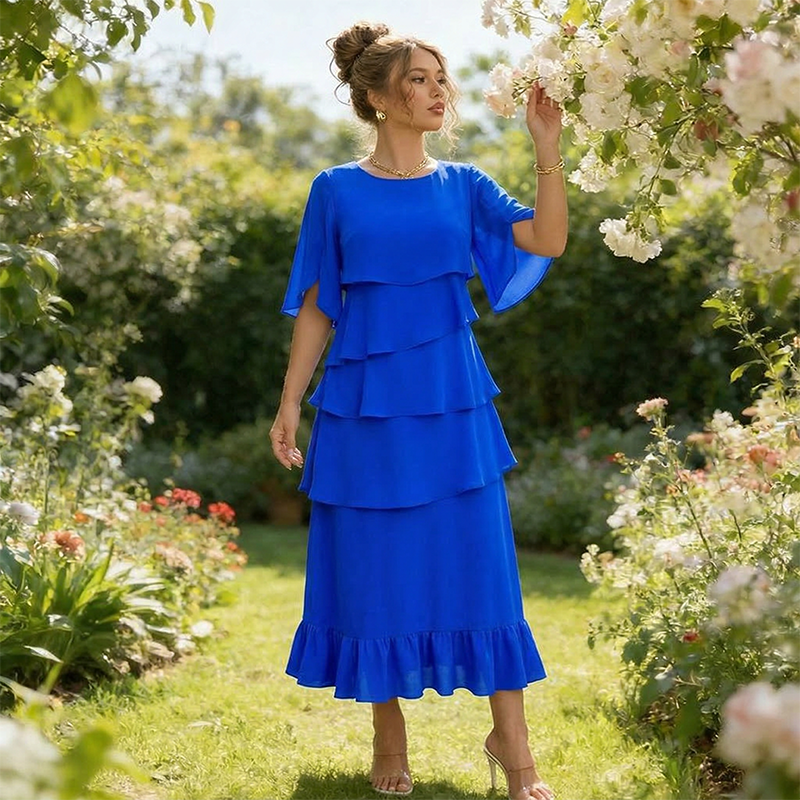 Florelle – Abito midi a balze per donna