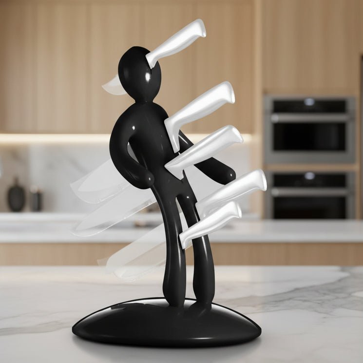 BLADEVAULT - Organizzatore artistico per coltelli umanoide con spazio sicuro per le lame e design salvaspazio per un'estetica moderna della cucina