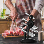BLADEVAULT - Organizzatore artistico per coltelli umanoide con spazio sicuro per le lame e design salvaspazio per un'estetica moderna della cucina