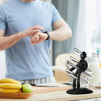 BLADEVAULT - Organizzatore artistico per coltelli umanoide con spazio sicuro per le lame e design salvaspazio per un'estetica moderna della cucina