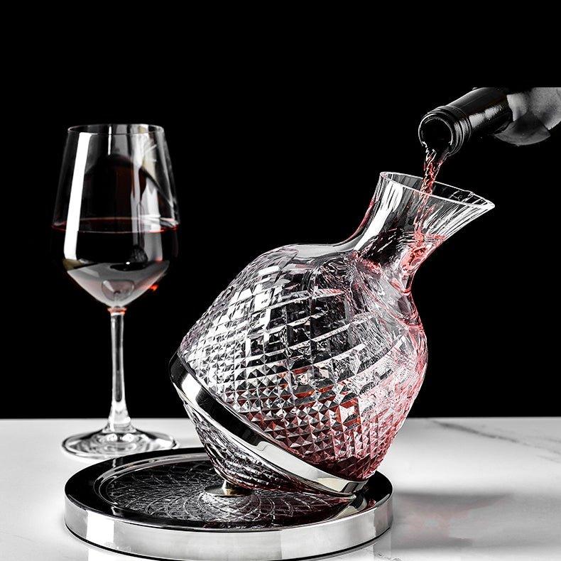 LuxeDecant Decanter per Vino | Rotazione a 360° | Vetro Cristallo Soffiato a Mano | Perfetta Aerazione & Design Elegante