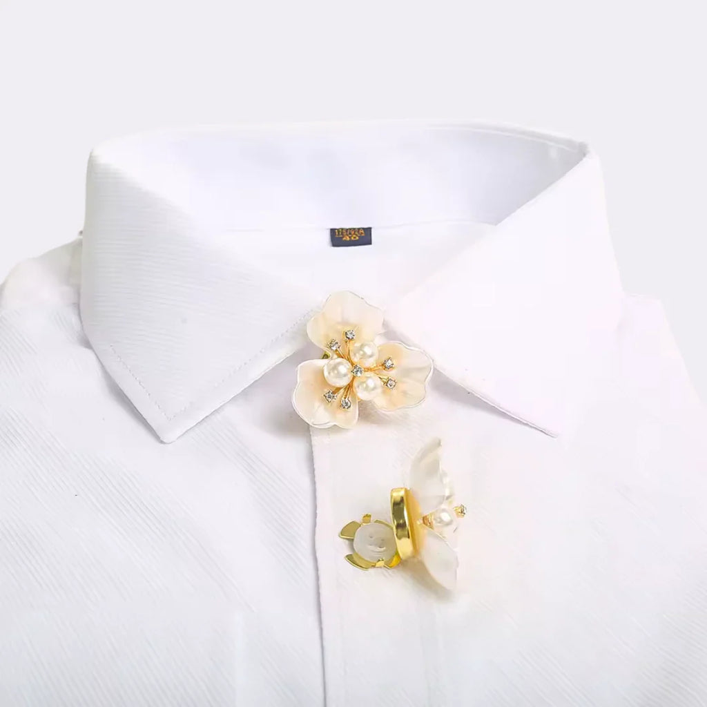 Petaline - Spilla Camicia Fiore di Perla Delicata