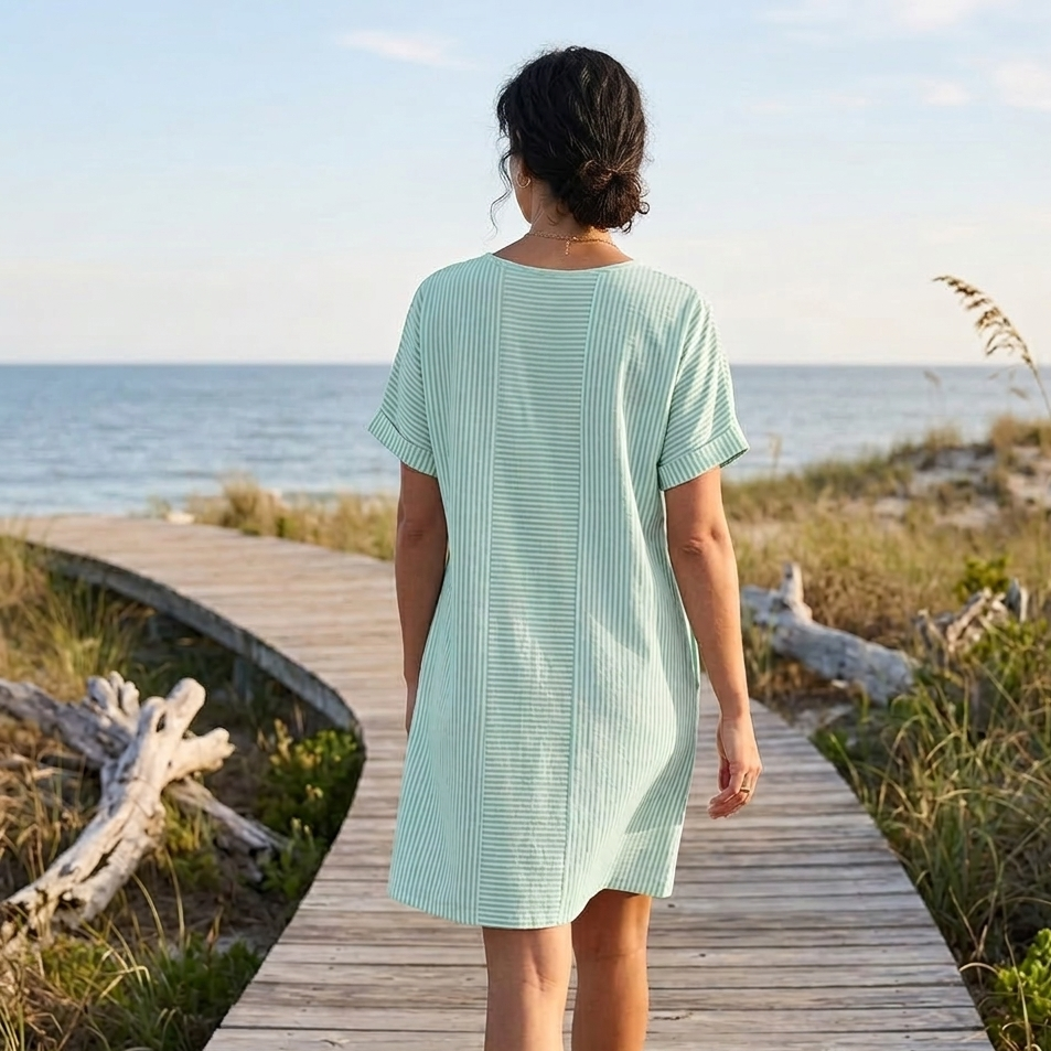 Lunavia – Abito Mini a Strisce per Donna con Bottoni e Tasche