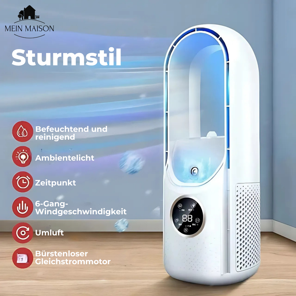 Airevo Raffrescatore d'Aria | Ventilatore USB Senza Pale | 6 Velocità | Silenzioso & Con Timer | Umidificazione dell'Aria