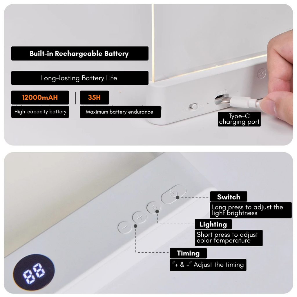 NIGHTBRIGHT - Luce LED per la Lettura GlowEase con Braccio Flessibile per Letto