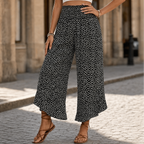 Velura – Pantaloni Floreali a Vita Alta con Ruches e Gamba Larga