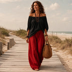 Solenza – Top Boho Off-Shoulder e Pantaloni Lantern per Donne