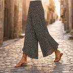 Velura – Pantaloni Floreali a Vita Alta con Ruches e Gamba Larga