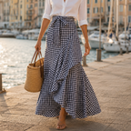 Veluna – Gonna Maxi Asimmetrica con Volant per Donne