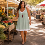 Breezella – Vestito estivo a strati, senza maniche, design simile a due pezzi