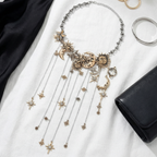 Celestra - Collana con Frange di Sole, Luna e Stelle