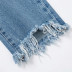 Vivara – Jeans Cropped a Gamba Dritta con Frange per Donna