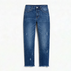 Vivara – Jeans Cropped a Gamba Dritta con Frange per Donna